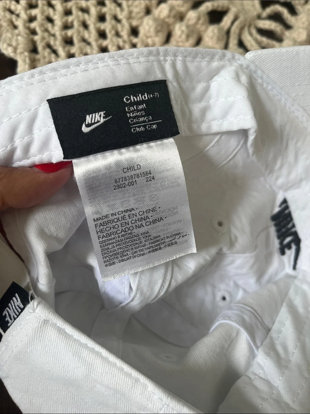 Nike Kids White Cap with Black Swoosh Logo